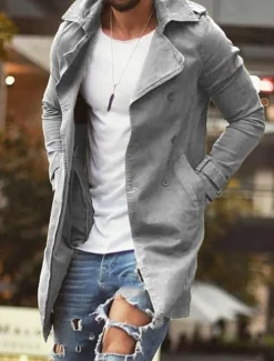 Men's Winter Coat Winter Jacket Jacket Outdoor Street Thermal Warm Breathable Pocket Fall Winter Solid Color Streetwear Sporty Turndown Long Regular Fit Black Blue Green Khaki Grey Jacket