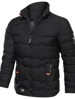 Men's Winter Coat Winter Jacket Puffer Jacket Zipper Pocket Polyster Pocket Office & Career Date Casual Daily Regular Fashion Casual Windproof Warm Winter Plain Black Navy Blue Gray Puffer Jacket