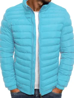 Men's Winter Coat Winter Jacket Puffer Jacket Quilted Jacket Classic Style Casual Warm Winter Solid Color Light Blue Navy Big red Grass Green Puffer Jacket