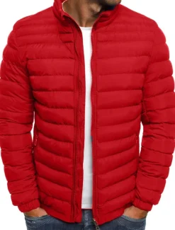 Men's Winter Coat Winter Jacket Puffer Jacket Quilted Jacket Classic Style Casual Warm Winter Solid Color Light Blue Navy Big red Grass Green Puffer Jacket