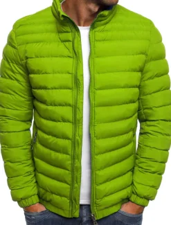 Men's Winter Coat Winter Jacket Puffer Jacket Quilted Jacket Classic Style Casual Warm Winter Solid Color Light Blue Navy Big red Grass Green Puffer Jacket