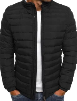 Men's Winter Coat Winter Jacket Puffer Jacket Quilted Jacket Classic Style Casual Warm Winter Solid Color Light Blue Navy Big red Grass Green Puffer Jacket