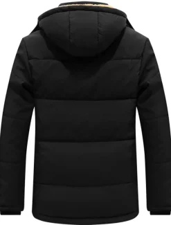 Men's Winter Coat Winter Jacket Puffer Jacket Fleece Jacket Zipper Pocket Polyster Pocket Outdoor Date Casual Daily Regular Fashion Casual Windproof Warm Winter Plain Black Puffer Jacket