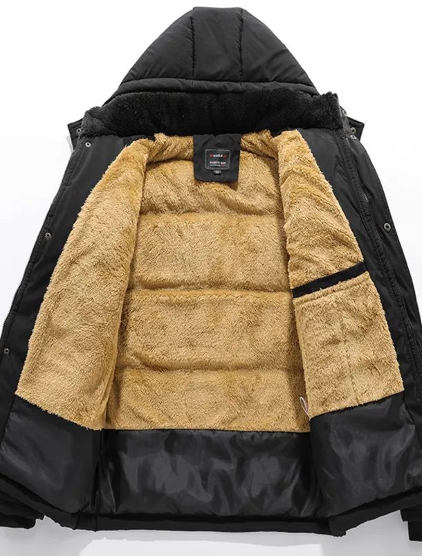 Men's Winter Coat Winter Jacket Puffer Jacket Fleece Jacket Zipper Pocket Polyster Pocket Outdoor Date Casual Daily Regular Fashion Casual Windproof Warm Winter Plain Black Puffer Jacket