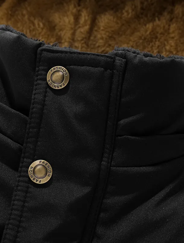 Men's Winter Coat Winter Jacket Puffer Jacket Fleece Jacket Zipper Pocket Polyster Pocket Outdoor Date Casual Daily Regular Fashion Casual Windproof Warm Winter Plain Black Puffer Jacket