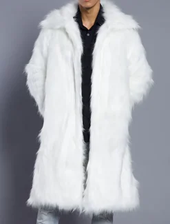 Men's Winter Coat Winter Jacket Fur Coat Daily Wear Vacation Soft Outdoor Pocket Winter Pure Color Warm Ups Comfort Lapel Black White Brown Light Grey Dark Coffee Jacket