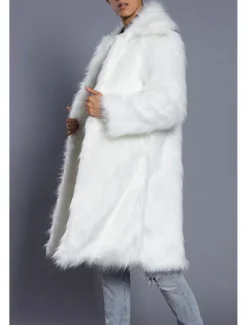 Men's Winter Coat Winter Jacket Fur Coat Daily Wear Vacation Soft Outdoor Pocket Winter Pure Color Warm Ups Comfort Lapel Black White Brown Light Grey Dark Coffee Jacket