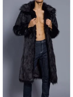 Men's Winter Coat Winter Jacket Fur Coat Daily Wear Vacation Soft Outdoor Pocket Winter Pure Color Warm Ups Comfort Lapel Black White Brown Light Grey Dark Coffee Jacket