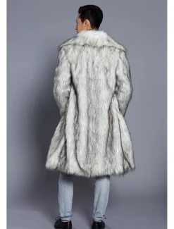 Men's Winter Coat Winter Jacket Fur Coat Daily Wear Vacation Soft Outdoor Pocket Winter Pure Color Warm Ups Comfort Lapel Black White Brown Light Grey Dark Coffee Jacket