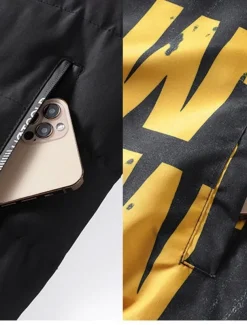 Men's Winter Coat Winter Jacket Puffer Jacket Quilted Jacket Pocket Full Zip Print Outdoor Street Daily Regular Sporty Casual Warm Breathable Fall Winter Letter Black Yellow Red Khaki Puffer Jacket