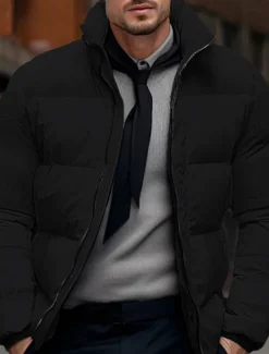 Men's Winter Coat Winter Jacket Puffer Jacket Zipper Pocket Polyster Pocket Outdoor Date Casual Daily Regular Fashion Casual Thermal Warm Windproof Winter Plain Black White Red Green Puffer Jacket