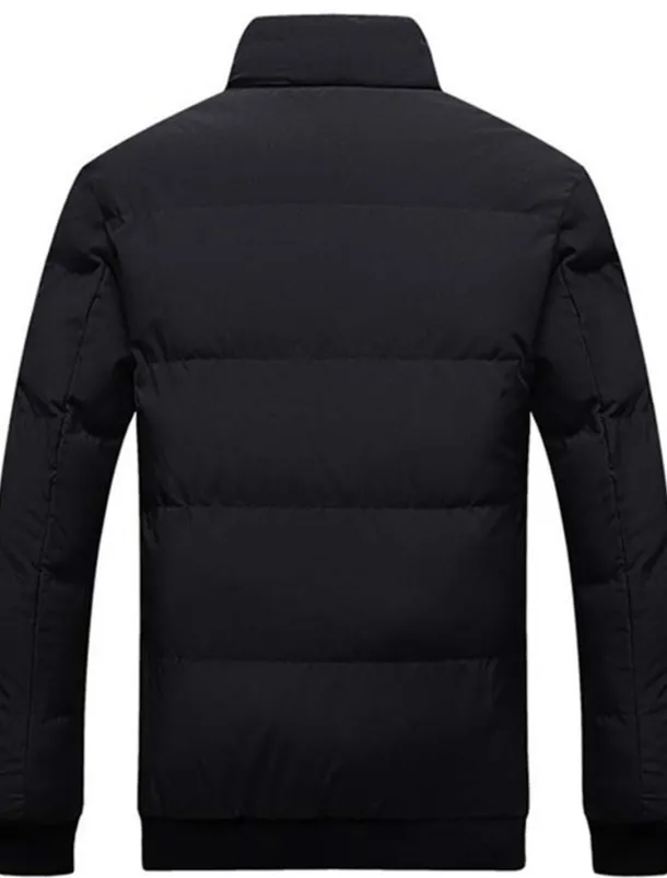 Men's Winter Coat Winter Jacket Puffer Jacket Zipper Pocket Polyster Pocket Outdoor Date Casual Daily Regular Fashion Casual Thermal Warm Windproof Winter Plain Black White Red Green Puffer Jacket