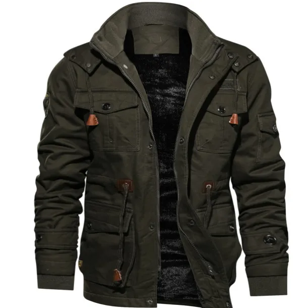 Men's Winter Coat Winter Jacket Fleece Jacket Work Jacket Street Casual Windproof Warm Fall Winter Tactical Cotton ArmyGreen Black khaki Jacket