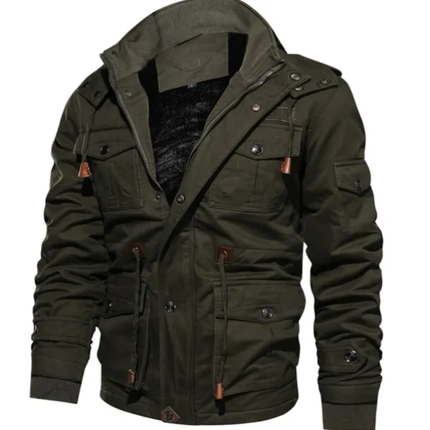Men's Winter Coat Winter Jacket Fleece Jacket Work Jacket Street Casual Windproof Warm Fall Winter Tactical Cotton ArmyGreen Black khaki Jacket