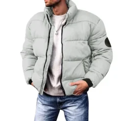 Men's Winter Coat Winter Jacket Puffer Jacket Cardigan Pocket Zipper Pocket Going out Casual Daily Hiking Windproof Warm Winter Pure Color Black Red Light Grey Army Green Puffer Jacket