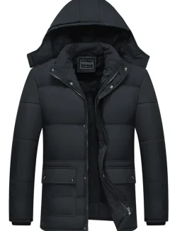 Men's Winter Coat Winter Jacket Puffer Jacket Quilted Jacket Camping & Hiking Warm Winter Solid Color Bright Black Black Puffer Jacket