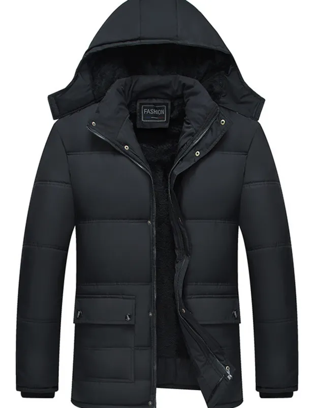 Men's Winter Coat Winter Jacket Puffer Jacket Quilted Jacket Camping & Hiking Warm Winter Solid Color Bright Black Black Puffer Jacket