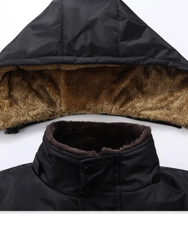 Men's Winter Coat Winter Jacket Puffer Jacket Quilted Jacket Camping & Hiking Warm Winter Solid Color Bright Black Black Puffer Jacket