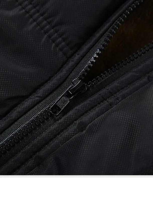 Men's Winter Coat Winter Jacket Puffer Jacket Quilted Jacket Camping & Hiking Warm Winter Solid Color Bright Black Black Puffer Jacket