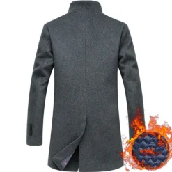 Men's Winter Coat Wool Coat Overcoat Trench Coat Outdoor Daily Wear Fall & Winter Polyester Windbreaker Outerwear Clothing Apparel Fashion Streetwear Plain Queen Anne Single Breasted One-button