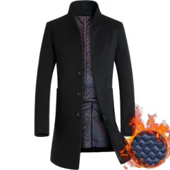 Men's Winter Coat Wool Coat Overcoat Trench Coat Outdoor Daily Wear Fall & Winter Polyester Windbreaker Outerwear Clothing Apparel Fashion Streetwear Plain Queen Anne Single Breasted One-button