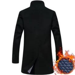 Men's Winter Coat Wool Coat Overcoat Trench Coat Outdoor Daily Wear Fall & Winter Polyester Windbreaker Outerwear Clothing Apparel Fashion Streetwear Plain Queen Anne Single Breasted One-button