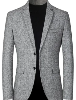 Men's Winter Coat Wool Coat Overcoat Short Coat Blazer Formal Daily Wear Fall Winter Terylene Thermal Warm Outdoor Outerwear Clothing Apparel Fashion Modern Contemporary Plaid Pocket Turndown Single