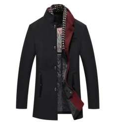 Men's Winter Coat Wool Coat Overcoat Business Casual Winter 52% Wool Windproof Warm Outerwear Clothing Apparel Stylish Classic & Timeless non-printing Solid Color Pocket Stand Collar Single Breasted