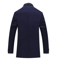Men's Winter Coat Wool Coat Overcoat Business Casual Winter 52% Wool Windproof Warm Outerwear Clothing Apparel Stylish Classic & Timeless non-printing Solid Color Pocket Stand Collar Single Breasted