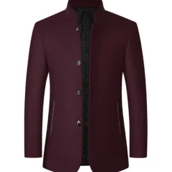 Men's Winter Coat Wool Coat Overcoat Business Daily Wear Winter Wool Thermal Warm Outdoor Outerwear Clothing Apparel Fashion Warm Ups Solid Colored Pocket Standing Collar Single Breasted