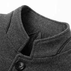 Men's Winter Coat Wool Coat Overcoat Business Daily Wear Winter Wool Thermal Warm Outdoor Outerwear Clothing Apparel Fashion Warm Ups Solid Colored Pocket Standing Collar Single Breasted