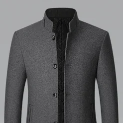 Men's Winter Coat Wool Coat Overcoat Business Daily Wear Winter Wool Thermal Warm Outdoor Outerwear Clothing Apparel Fashion Warm Ups Solid Colored Pocket Standing Collar Single Breasted