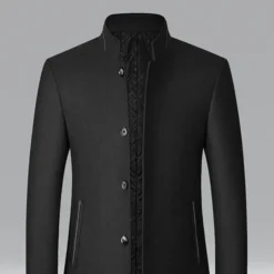 Men's Winter Coat Wool Coat Overcoat Business Daily Wear Winter Wool Thermal Warm Outdoor Outerwear Clothing Apparel Fashion Warm Ups Solid Colored Pocket Standing Collar Single Breasted