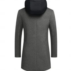 Men's Winter Coat Wool Coat Overcoat Trench Coat Outdoor Daily Wear Fall & Winter Polyester Windbreaker Outerwear Clothing Apparel Fashion Streetwear Plain Hooded Single Breasted One-button