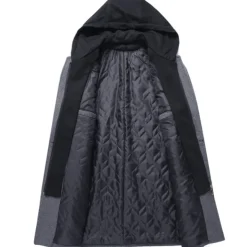 Men's Winter Coat Wool Coat Overcoat Trench Coat Outdoor Daily Wear Fall & Winter Polyester Windbreaker Outerwear Clothing Apparel Fashion Streetwear Plain Hooded Single Breasted One-button