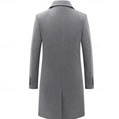 Men's Winter Coat Wool Coat Overcoat Outdoor Daily Wear Fall & Winter Polyester Thermal Warm Outerwear Clothing Apparel Fashion Streetwear Plain Pocket Lapel Double Breasted