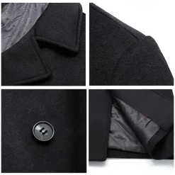 Men's Winter Coat Wool Coat Overcoat Outdoor Daily Wear Fall & Winter Polyester Thermal Warm Outerwear Clothing Apparel Fashion Streetwear Plain Pocket Lapel Double Breasted