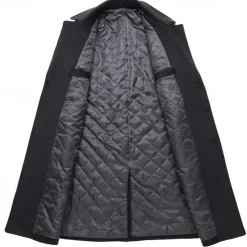 Men's Winter Coat Wool Coat Overcoat Outdoor Daily Wear Fall & Winter Polyester Thermal Warm Outerwear Clothing Apparel Fashion Streetwear Plain Pocket Lapel Double Breasted