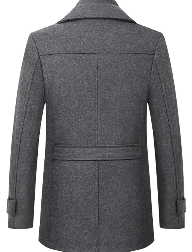 Men's Winter Coat Wool Coat Trench Coat Outdoor Daily Wear Fall & Winter Woolen Thermal Warm Windbreaker Outerwear Clothing Apparel Fashion Streetwear Plain Pocket Lapel Single Breasted