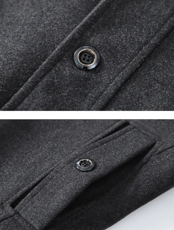 Men's Winter Coat Wool Coat Trench Coat Outdoor Daily Wear Fall & Winter Woolen Thermal Warm Windbreaker Outerwear Clothing Apparel Fashion Streetwear Plain Pocket Lapel Single Breasted