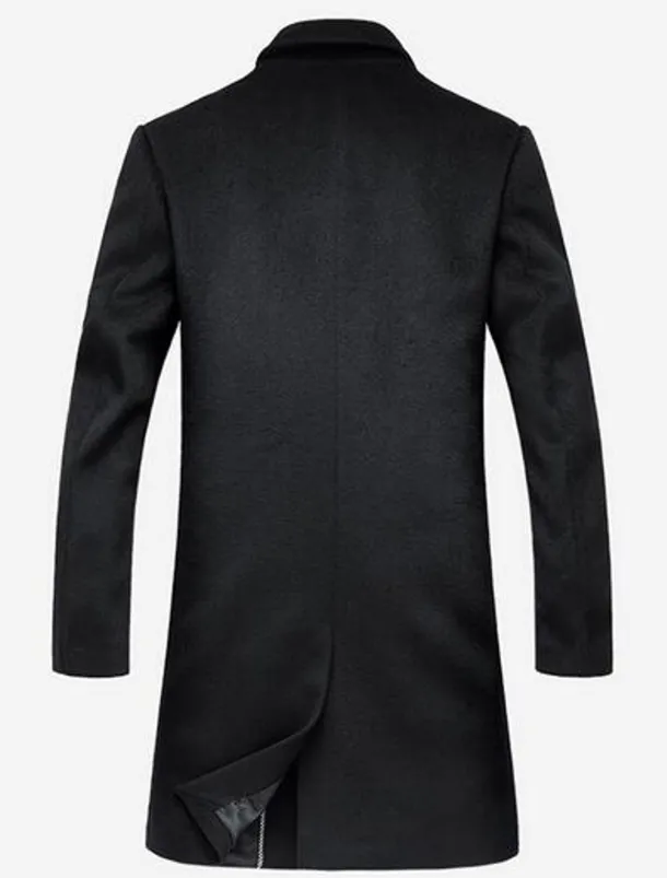 Men's Winter Coat Wool Coat Overcoat Work Street Winter Wool Windproof Warm Outerwear Clothing Apparel Solid Colored Notch lapel collar