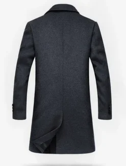 Men's Winter Coat Wool Coat Overcoat Work Street Winter Wool Windproof Warm Outerwear Clothing Apparel Solid Colored Notch lapel collar