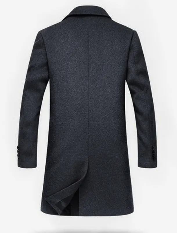 Men's Winter Coat Wool Coat Overcoat Work Street Winter Wool Windproof Warm Outerwear Clothing Apparel Solid Colored Notch lapel collar