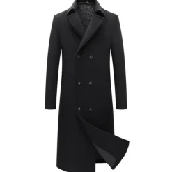 Men's Winter Coat Wool Coat Peacoat Business Casual Spring Fall Winter Woolen Thermal Warm Breathable Outerwear Clothing Apparel Casual Solid Color Pocket Turndown Double Breasted