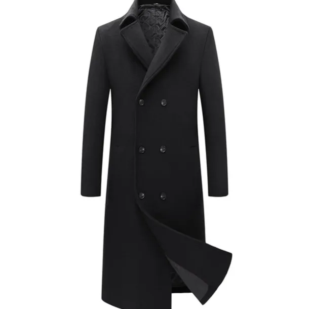 Men's Winter Coat Wool Coat Peacoat Business Casual Spring Fall Winter Woolen Thermal Warm Breathable Outerwear Clothing Apparel Casual Solid Color Pocket Turndown Double Breasted