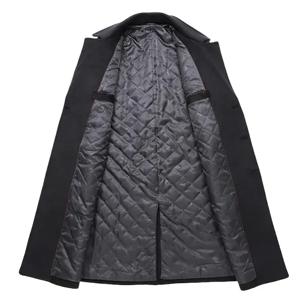 Men's Winter Coat Wool Coat Peacoat Business Casual Spring Fall Winter Woolen Thermal Warm Breathable Outerwear Clothing Apparel Casual Solid Color Pocket Turndown Double Breasted