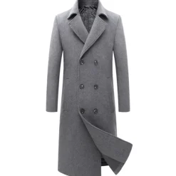 Men's Winter Coat Wool Coat Peacoat Business Casual Spring Fall Winter Woolen Thermal Warm Breathable Outerwear Clothing Apparel Casual Solid Color Pocket Turndown Double Breasted