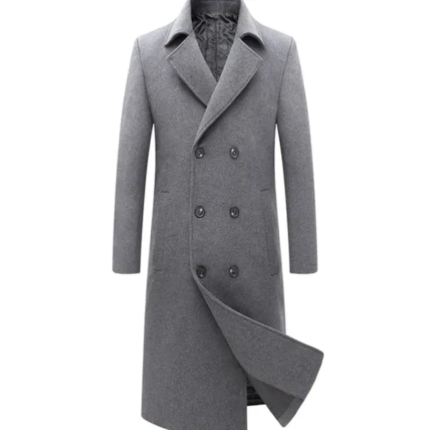 Men's Winter Coat Wool Coat Peacoat Business Casual Spring Fall Winter Woolen Thermal Warm Breathable Outerwear Clothing Apparel Casual Solid Color Pocket Turndown Double Breasted