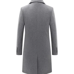 Men's Winter Coat Wool Coat Peacoat Business Casual Spring Fall Winter Woolen Thermal Warm Breathable Outerwear Clothing Apparel Casual Solid Color Pocket Turndown Double Breasted