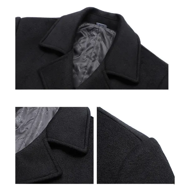 Men's Winter Coat Wool Coat Peacoat Business Casual Spring Fall Winter Woolen Thermal Warm Breathable Outerwear Clothing Apparel Casual Solid Color Pocket Turndown Double Breasted